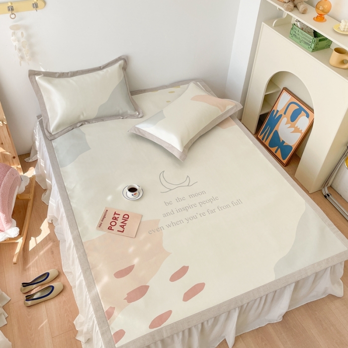 91家纺网 家纺一手货源 找家纺 时年 2021新款水洗养生冰丝凉席 北欧