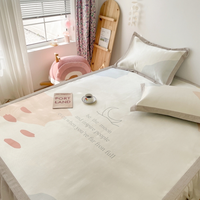 91家纺网 家纺一手货源 找家纺 时年 2021新款水洗养生冰丝凉席 北欧