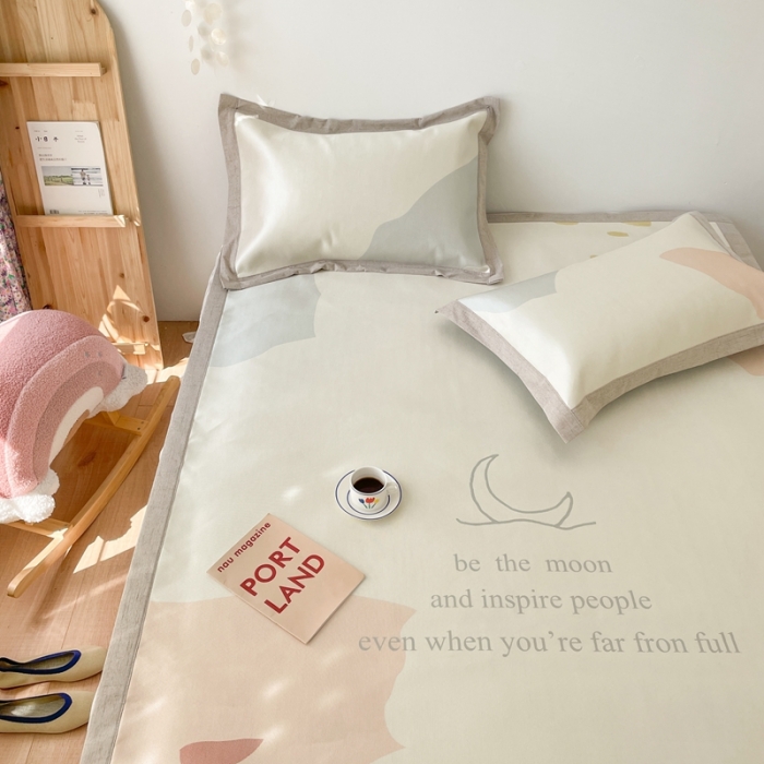 91家纺网 家纺一手货源 找家纺 时年 2021新款水洗养生冰丝凉席 北欧