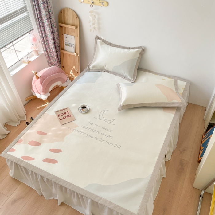 91家纺网 家纺一手货源 找家纺 时年 2021新款水洗养生冰丝凉席 北欧