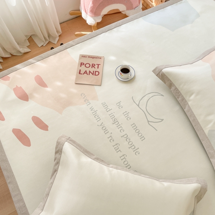 91家纺网 家纺一手货源 找家纺 时年 2021新款水洗养生冰丝凉席 北欧