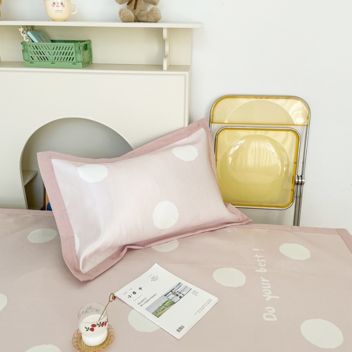 91家纺网 家纺一手货源 找家纺 时年 2021新款水洗养生冰丝凉席 波点粉