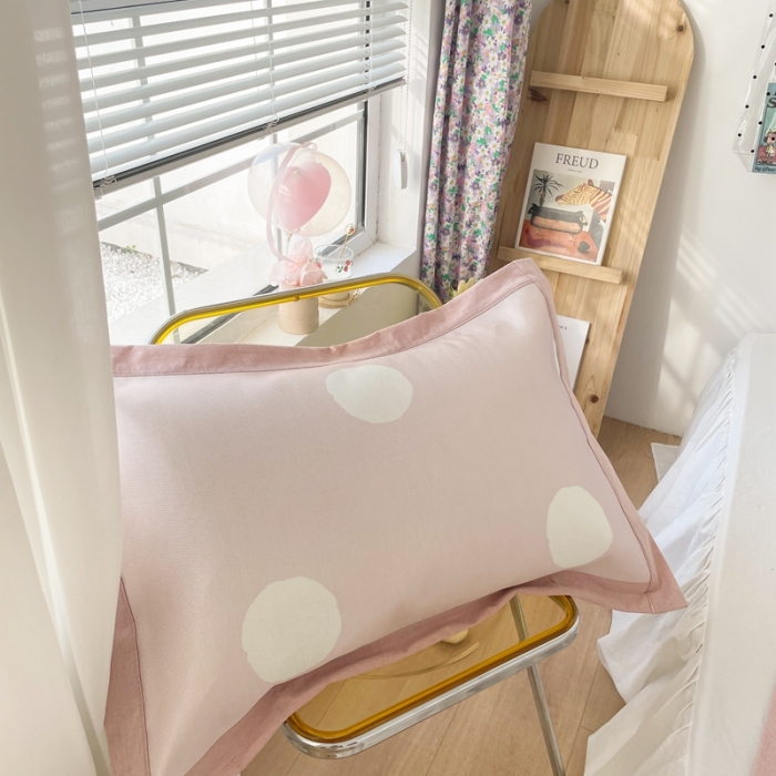 91家纺网 家纺一手货源 找家纺 时年 2021新款水洗养生冰丝凉席 波点粉