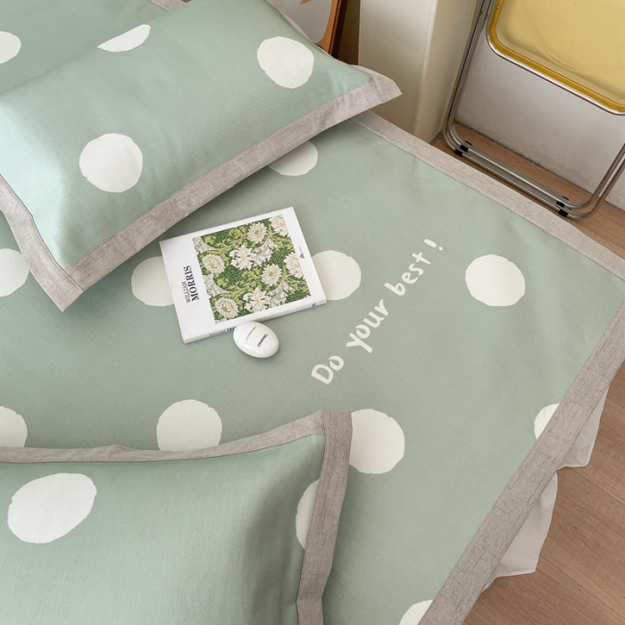 91家纺网 家纺一手货源 找家纺 时年 2021新款水洗养生冰丝凉席 波点绿