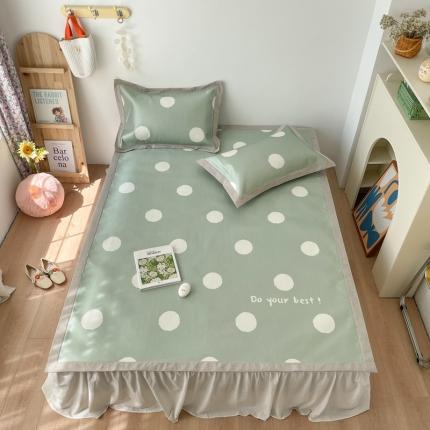 时年 2021新款水洗养生冰丝凉席 波点绿