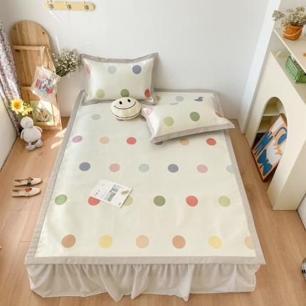 时年 2021新款水洗养生冰丝凉席 彩色波点