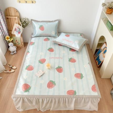 91家纺网 家纺一手货源 找家纺 时年 2021新款水洗养生冰丝凉席 草莓甜心