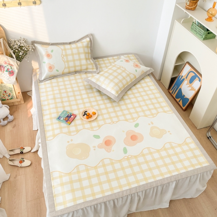 91家纺网 家纺一手货源 找家纺 时年 2021新款水洗养生冰丝凉席 格子花