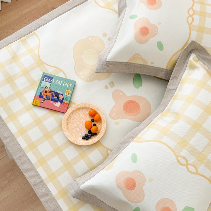 91家纺网 家纺一手货源 找家纺 时年 2021新款水洗养生冰丝凉席 格子花