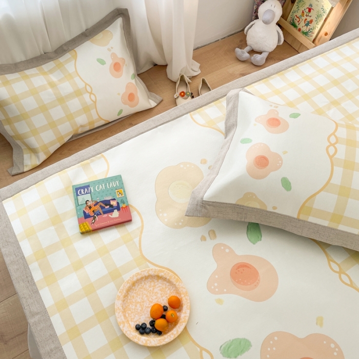 91家纺网 家纺一手货源 找家纺 时年 2021新款水洗养生冰丝凉席 格子花