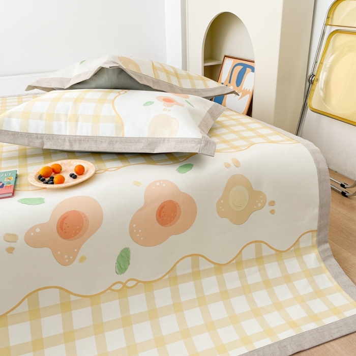 91家纺网 家纺一手货源 找家纺 时年 2021新款水洗养生冰丝凉席 格子花