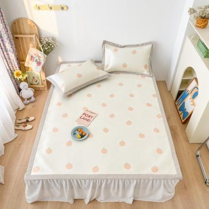 91家纺网 家纺一手货源 找家纺 时年 2021新款水洗养生冰丝凉席 桔子