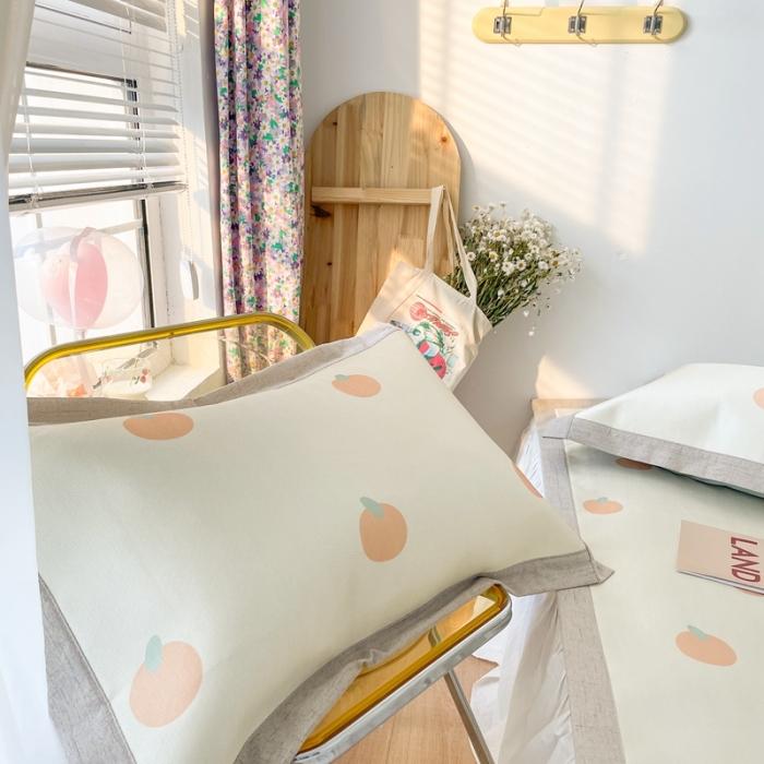 91家纺网 家纺一手货源 找家纺 时年 2021新款水洗养生冰丝凉席 桔子