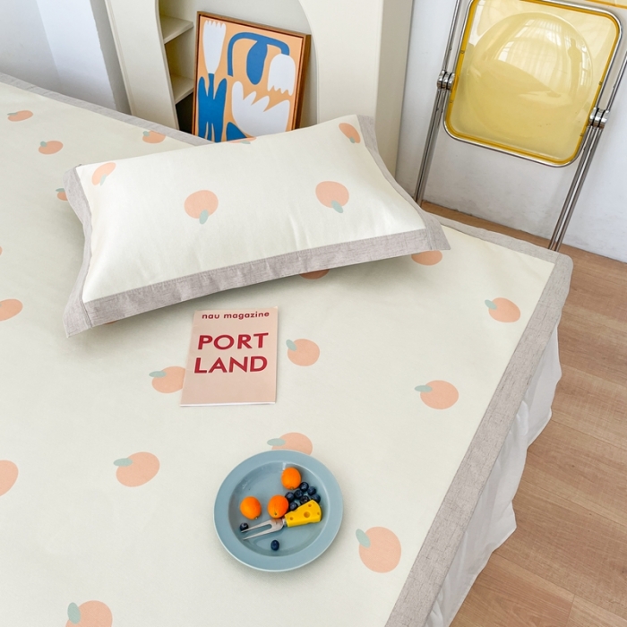 91家纺网 家纺一手货源 找家纺 时年 2021新款水洗养生冰丝凉席 桔子