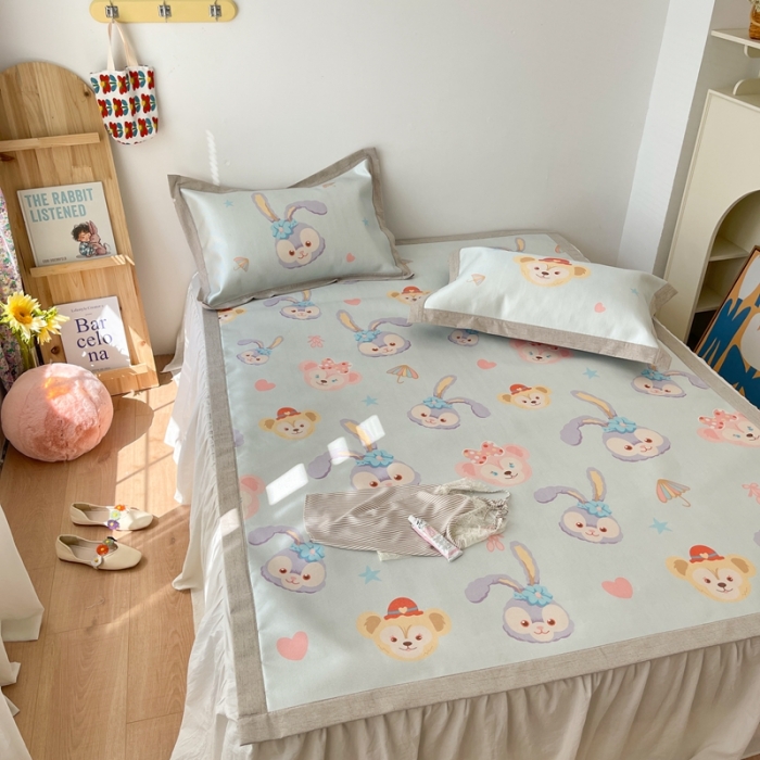 91家纺网 家纺一手货源 找家纺 时年 2021新款水洗养生冰丝凉席 可爱兔兔