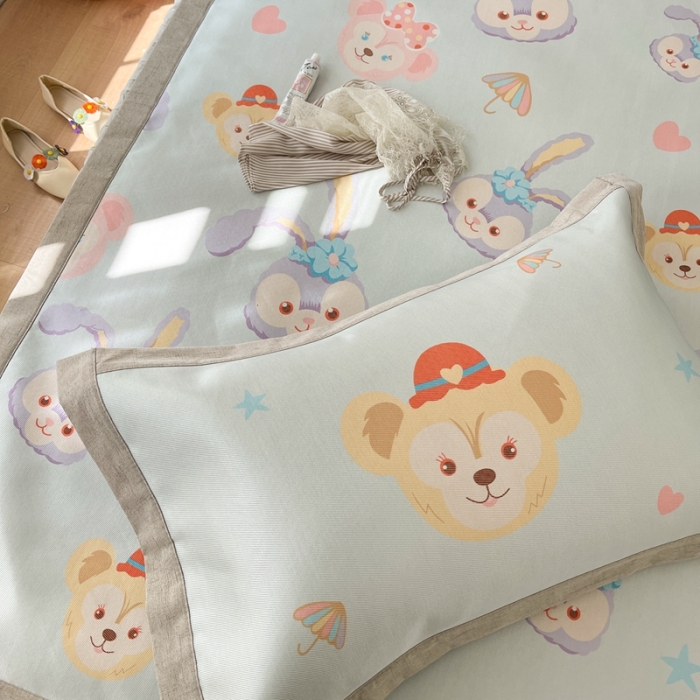 91家纺网 家纺一手货源 找家纺 时年 2021新款水洗养生冰丝凉席 可爱兔兔