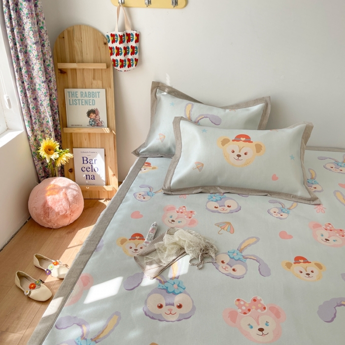 91家纺网 家纺一手货源 找家纺 时年 2021新款水洗养生冰丝凉席 可爱兔兔