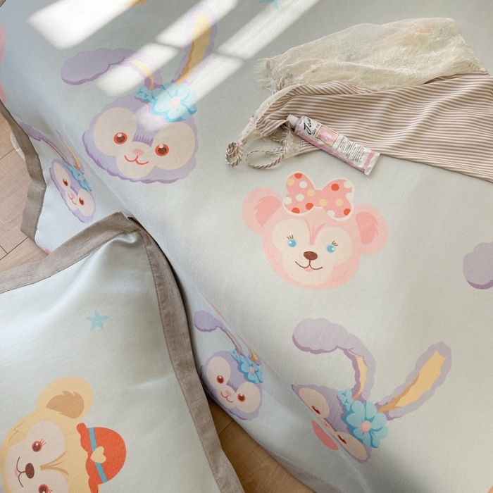 91家纺网 家纺一手货源 找家纺 时年 2021新款水洗养生冰丝凉席 可爱兔兔