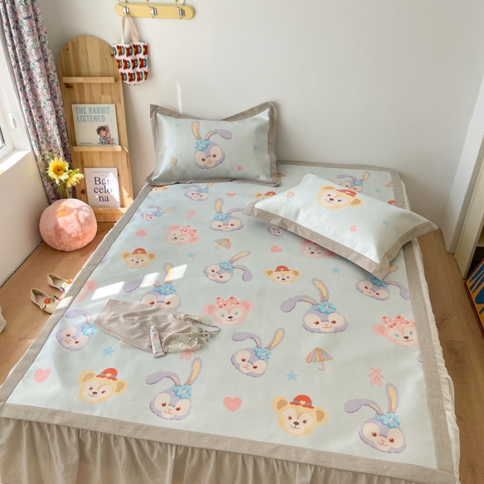 91家纺网 家纺一手货源 找家纺 时年 2021新款水洗养生冰丝凉席 可爱兔兔