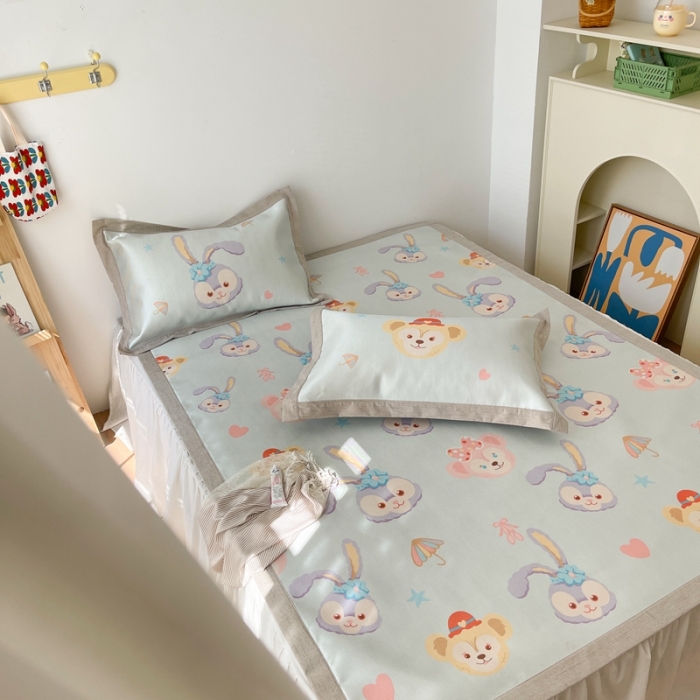 91家纺网 家纺一手货源 找家纺 时年 2021新款水洗养生冰丝凉席 可爱兔兔