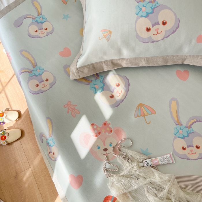 91家纺网 家纺一手货源 找家纺 时年 2021新款水洗养生冰丝凉席 可爱兔兔