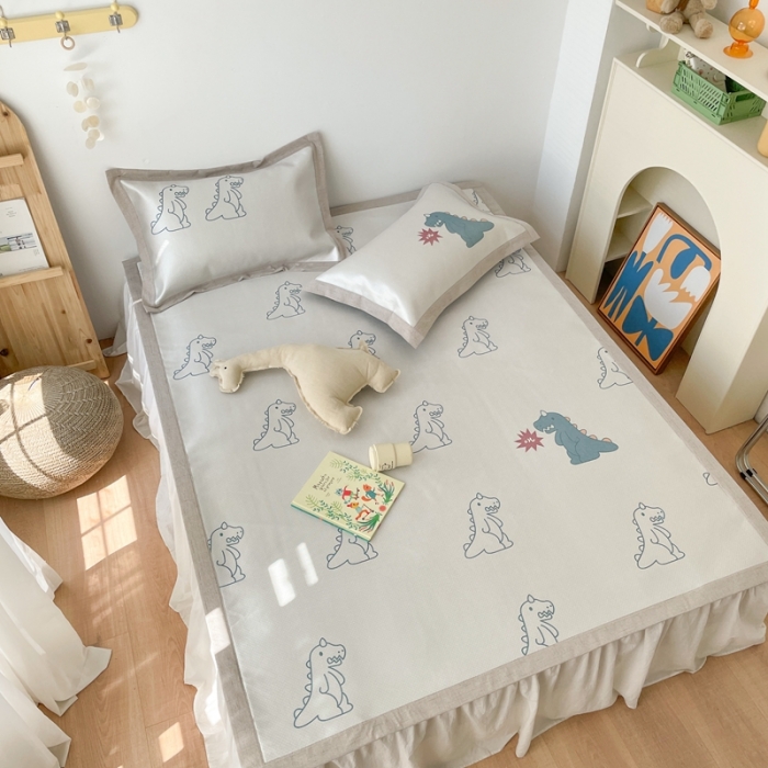 91家纺网 家纺一手货源 找家纺 时年 2021新款水洗养生冰丝凉席 恐龙战队