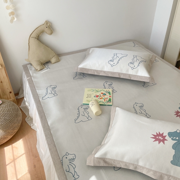 91家纺网 家纺一手货源 找家纺 时年 2021新款水洗养生冰丝凉席 恐龙战队