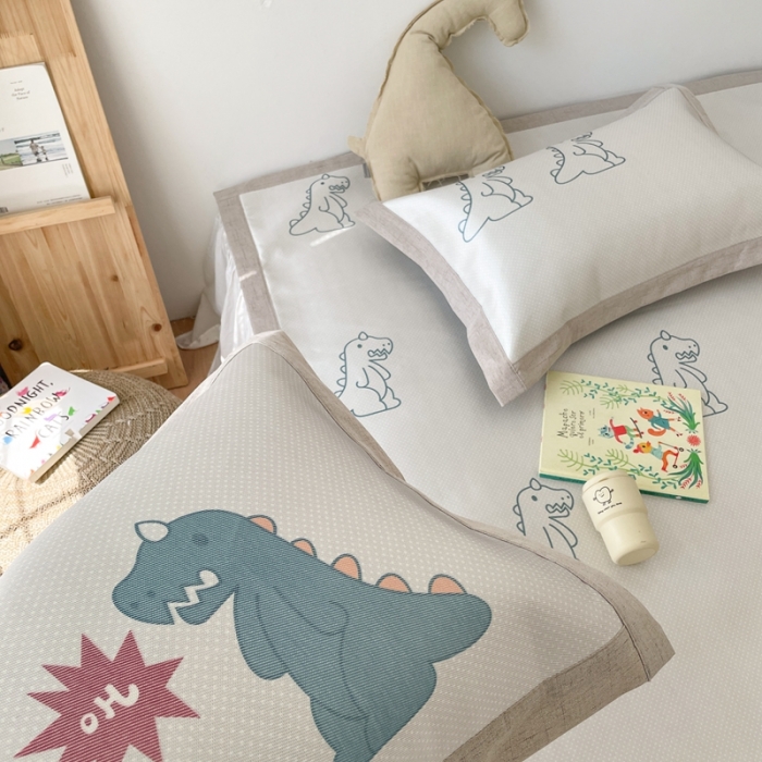 91家纺网 家纺一手货源 找家纺 时年 2021新款水洗养生冰丝凉席 恐龙战队