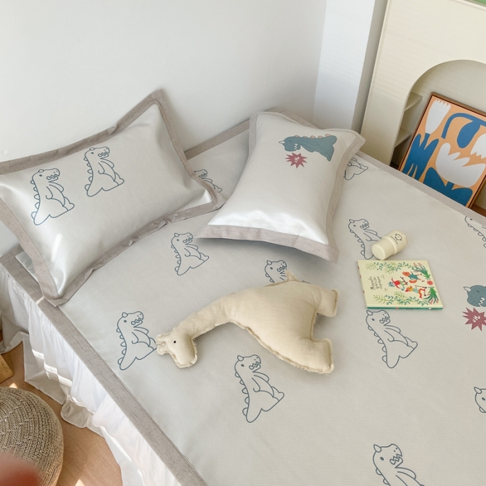 91家纺网 家纺一手货源 找家纺 时年 2021新款水洗养生冰丝凉席 恐龙战队