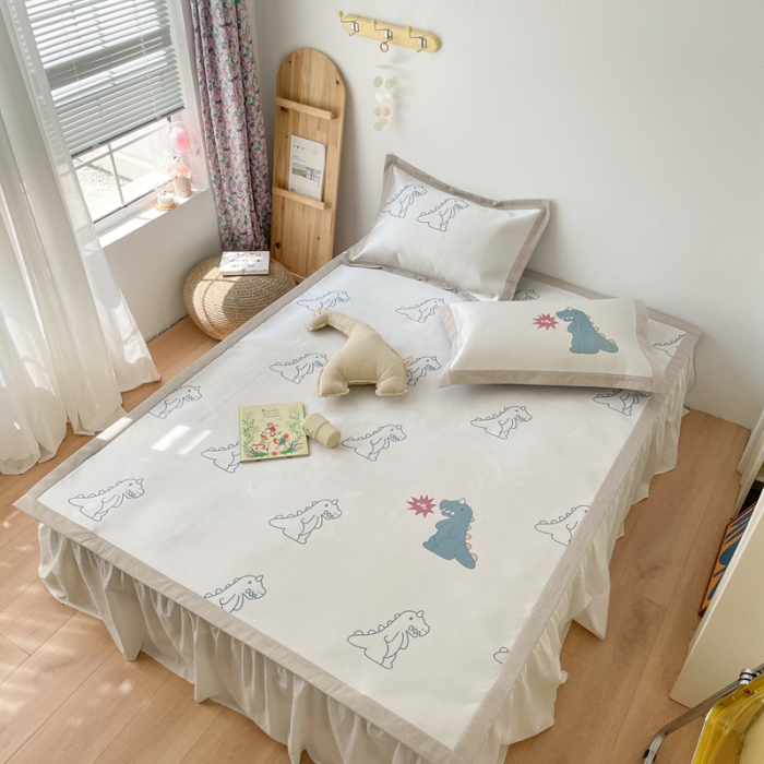 91家纺网 家纺一手货源 找家纺 时年 2021新款水洗养生冰丝凉席 恐龙战队