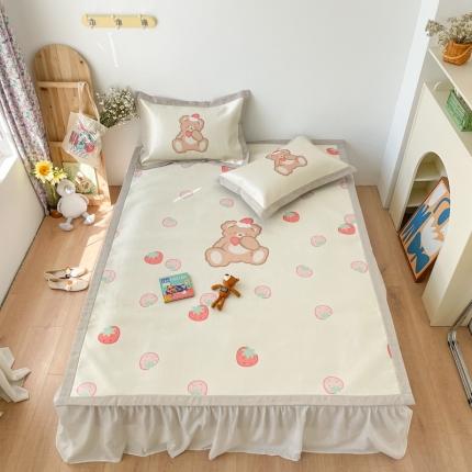 时年 2021新款水洗养生冰丝凉席 礼物熊