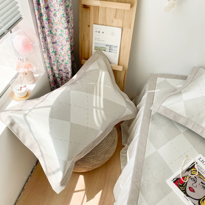 91家纺网 家纺一手货源 找家纺 时年 2021新款水洗养生冰丝凉席 菱格灰