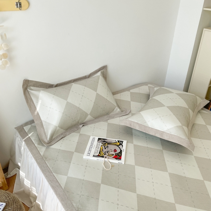 91家纺网 家纺一手货源 找家纺 时年 2021新款水洗养生冰丝凉席 菱格灰