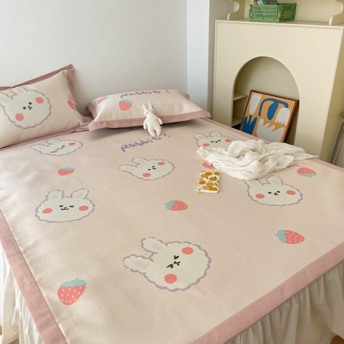 91家纺网 家纺一手货源 找家纺 时年 2021新款水洗养生冰丝凉席 美丽兔