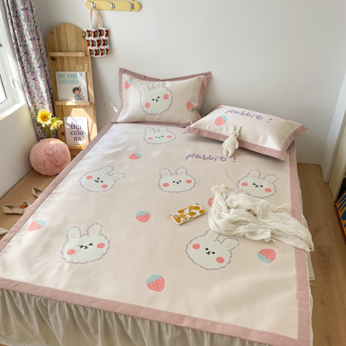 91家纺网 家纺一手货源 找家纺 时年 2021新款水洗养生冰丝凉席 美丽兔