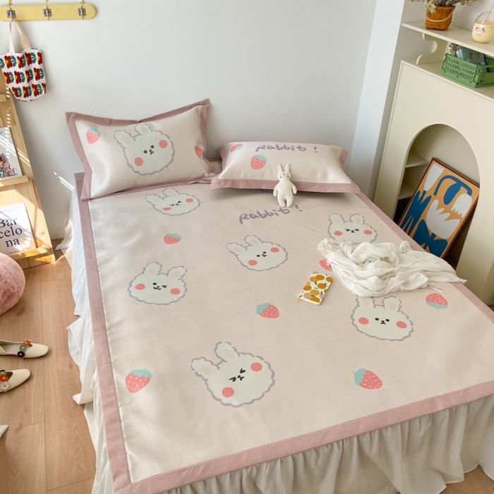 91家纺网 家纺一手货源 找家纺 时年 2021新款水洗养生冰丝凉席 美丽兔