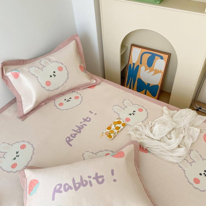 91家纺网 家纺一手货源 找家纺 时年 2021新款水洗养生冰丝凉席 美丽兔