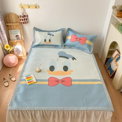 91家纺网 家纺一手货源 找家纺 时年 2021新款水洗养生冰丝凉席 萌鸭先生