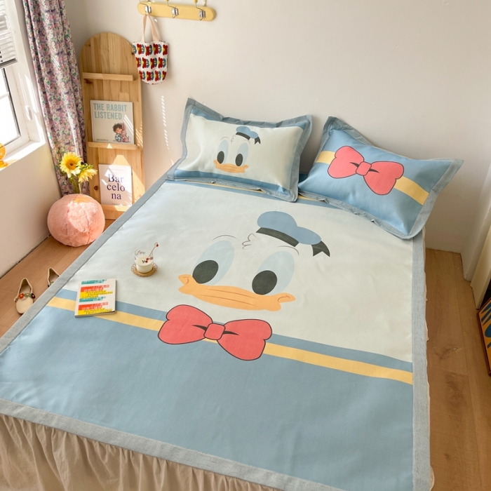 91家纺网 家纺一手货源 找家纺 时年 2021新款水洗养生冰丝凉席 萌鸭先生