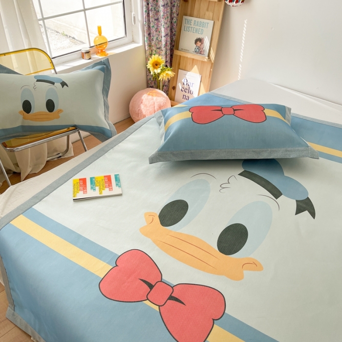 91家纺网 家纺一手货源 找家纺 时年 2021新款水洗养生冰丝凉席 萌鸭先生