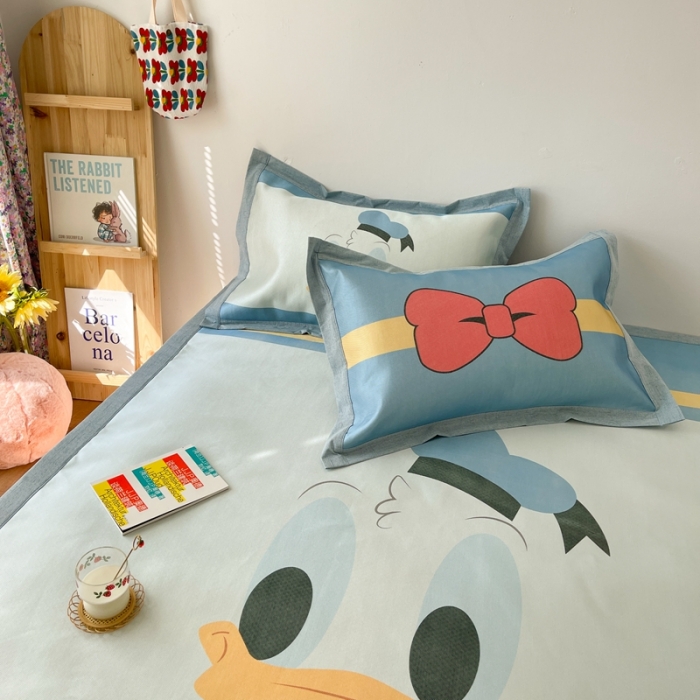 91家纺网 家纺一手货源 找家纺 时年 2021新款水洗养生冰丝凉席 萌鸭先生