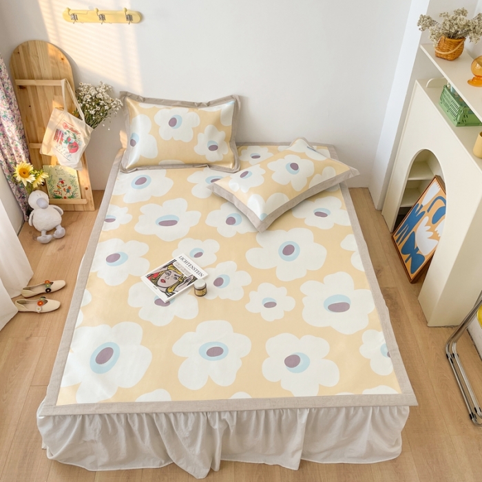 91家纺网 家纺一手货源 找家纺 时年 2021新款水洗养生冰丝凉席 奶思