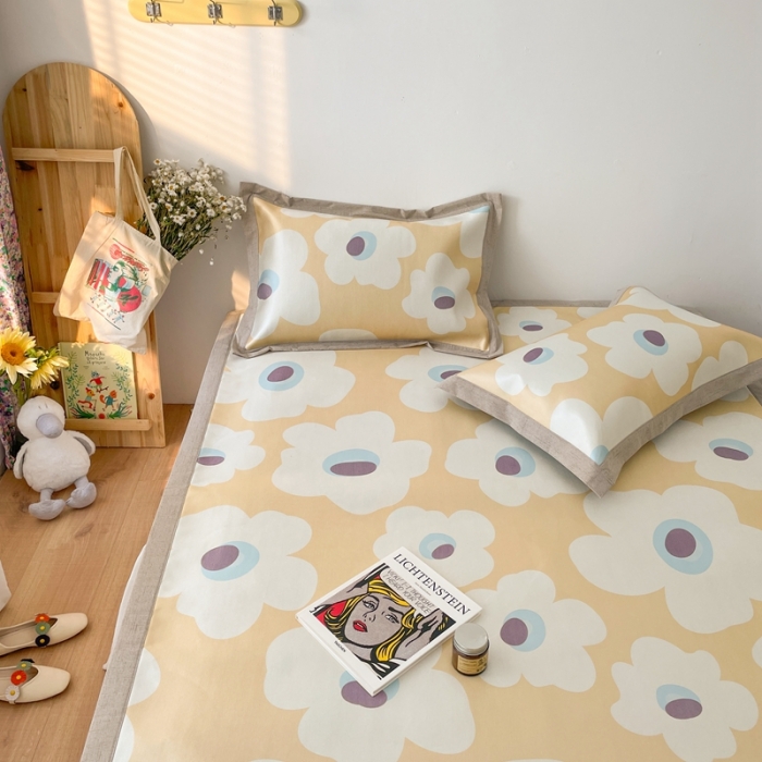 91家纺网 家纺一手货源 找家纺 时年 2021新款水洗养生冰丝凉席 奶思