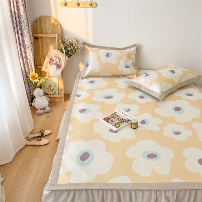 91家纺网 家纺一手货源 找家纺 时年 2021新款水洗养生冰丝凉席 奶思