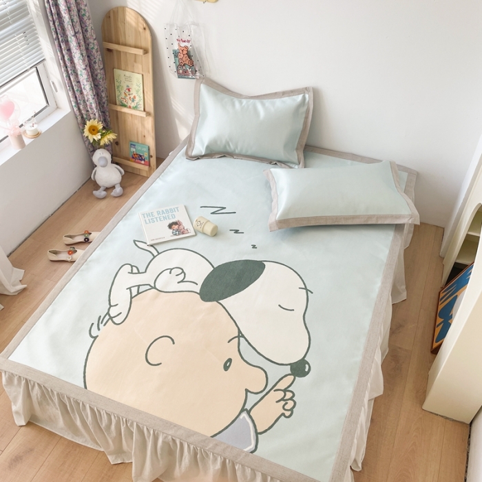 91家纺网 家纺一手货源 找家纺 时年 2021新款水洗养生冰丝凉席 晚安