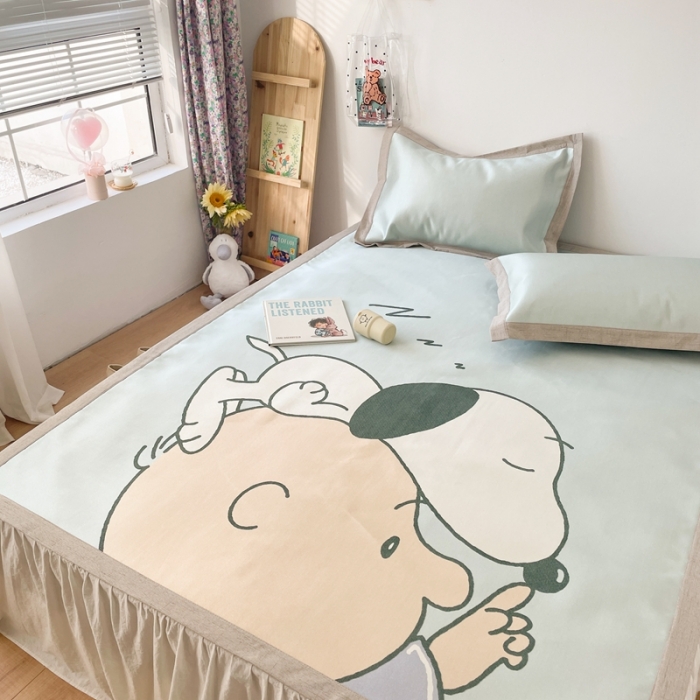 91家纺网 家纺一手货源 找家纺 时年 2021新款水洗养生冰丝凉席 晚安