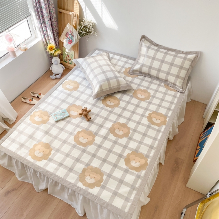 91家纺网 家纺一手货源 找家纺 时年 2021新款水洗养生冰丝凉席 小狮子