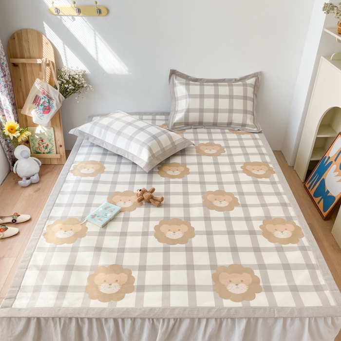 91家纺网 家纺一手货源 找家纺 时年 2021新款水洗养生冰丝凉席 小狮子