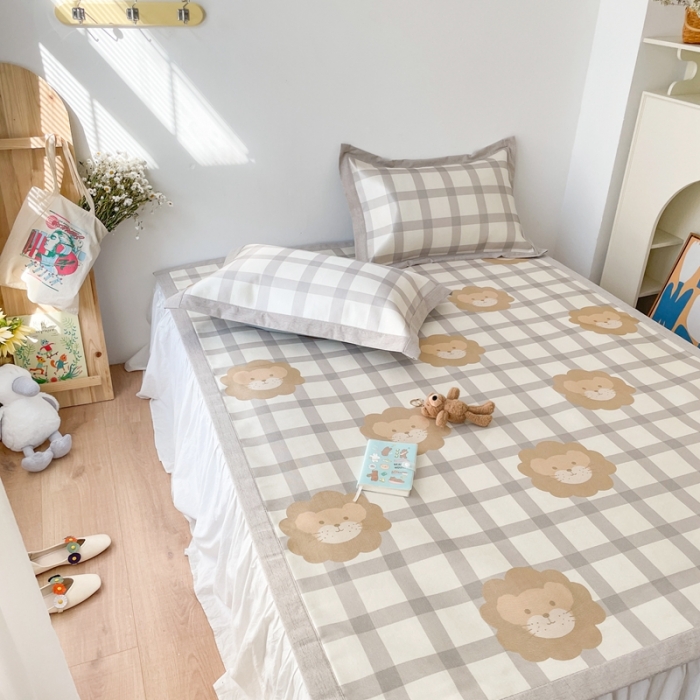 91家纺网 家纺一手货源 找家纺 时年 2021新款水洗养生冰丝凉席 小狮子