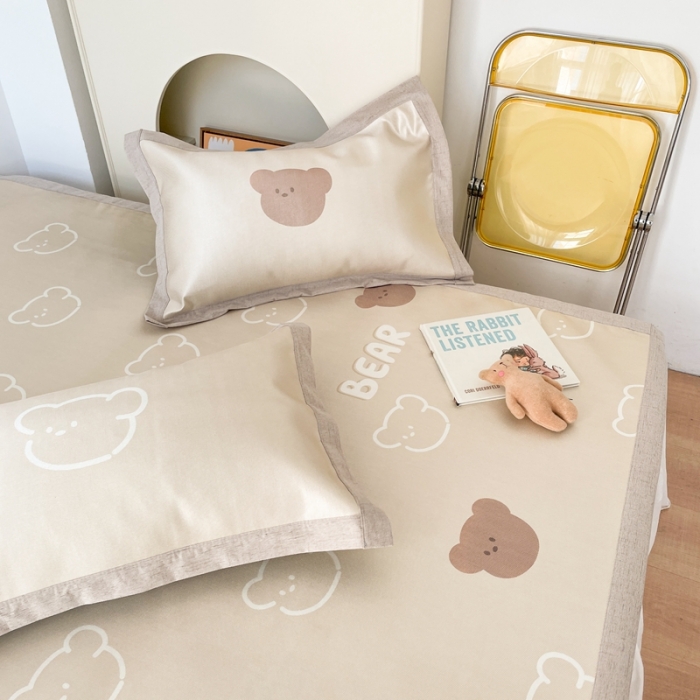 91家纺网 家纺一手货源 找家纺 时年 2021新款水洗养生冰丝凉席 熊仔